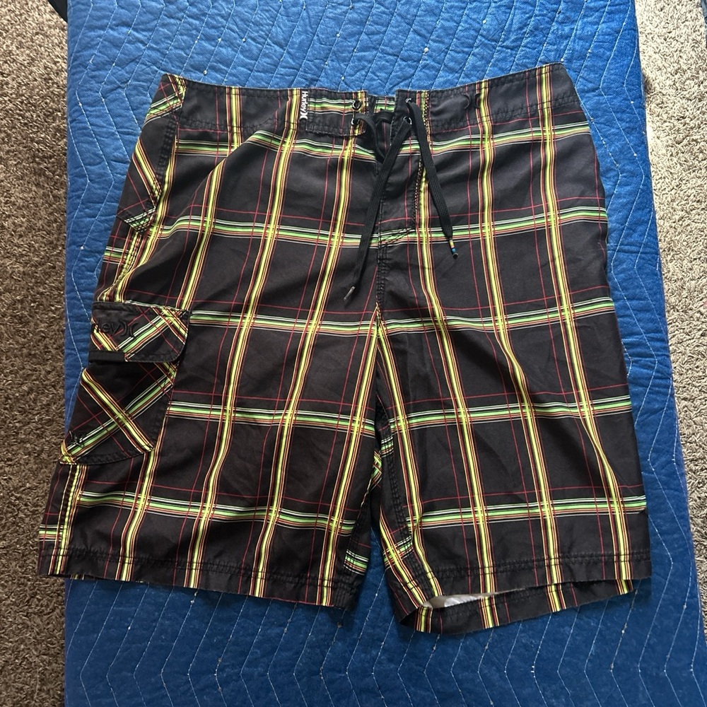 Hurley Black Plaid Men's Swim Shorts